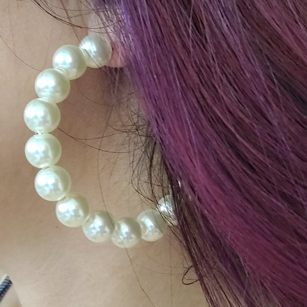 Oversize Pearl Hoop Earrings for Women Girls Unique Twisted Big Earrings Circle